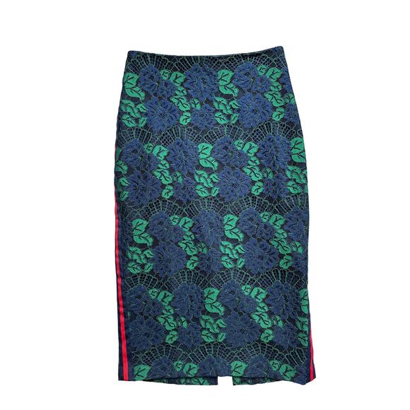 Ted Baker London Women's Lace Overlay Pencil Skirt Green Navy Size 1 Medium - Picture 1 of 15